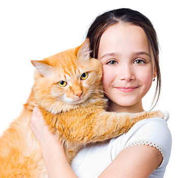 a young girl and her cat